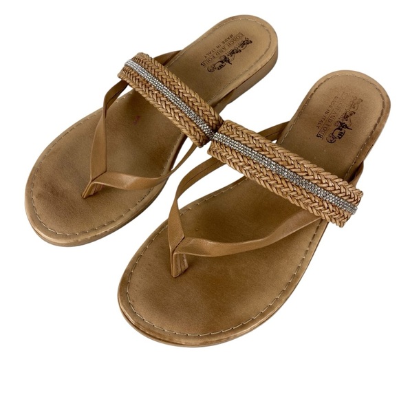 Coach and Four Sandals Slip On Tan Made in Italy Women’s Size 7 - Picture 3 of 12